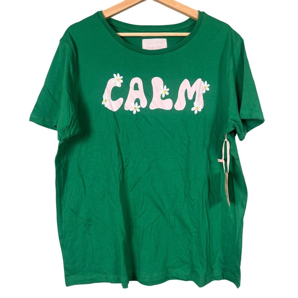Ban.do NWT Calm Green Spellout Shirt XL Floral